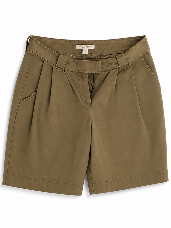 Burberry Pants - Burberry Olive Green Pleated High-Rise Women's Shorts